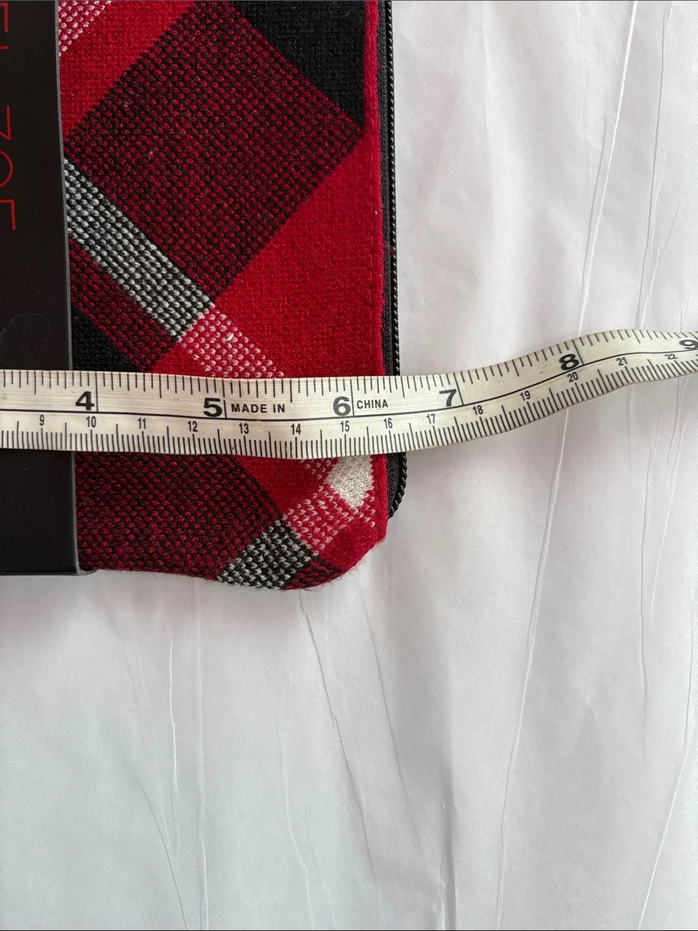 Rachel Zoe Red Black Plaid Wristlet with Tassel